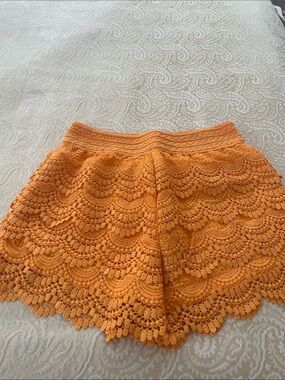 NWOT Women's Orange Crochet Lace Shorts